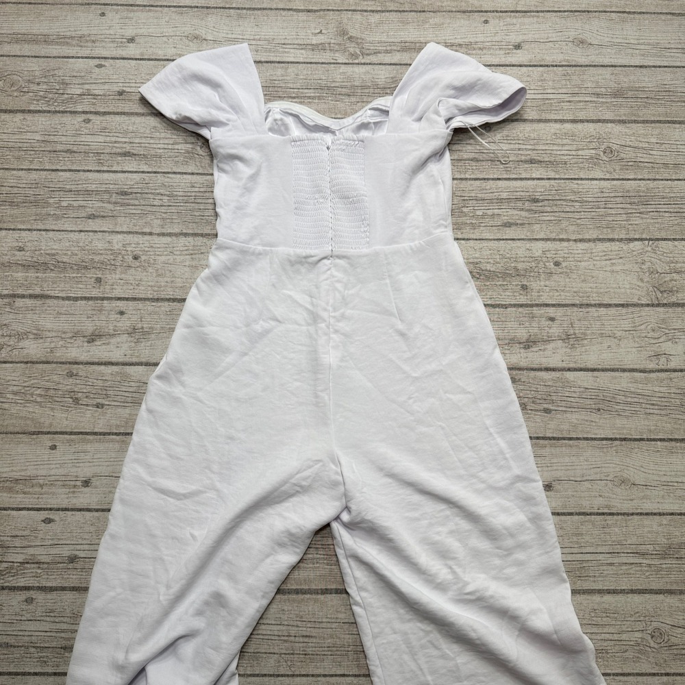 Abercrombie & Fitch Jumpsuit Women's Medium Tall White Puff Sleeve Sweetheart